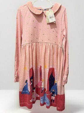 Mini Boden Long Sleeve Ballroom Dancer Dress Size 7–8 100% Cotton Velvet Collar